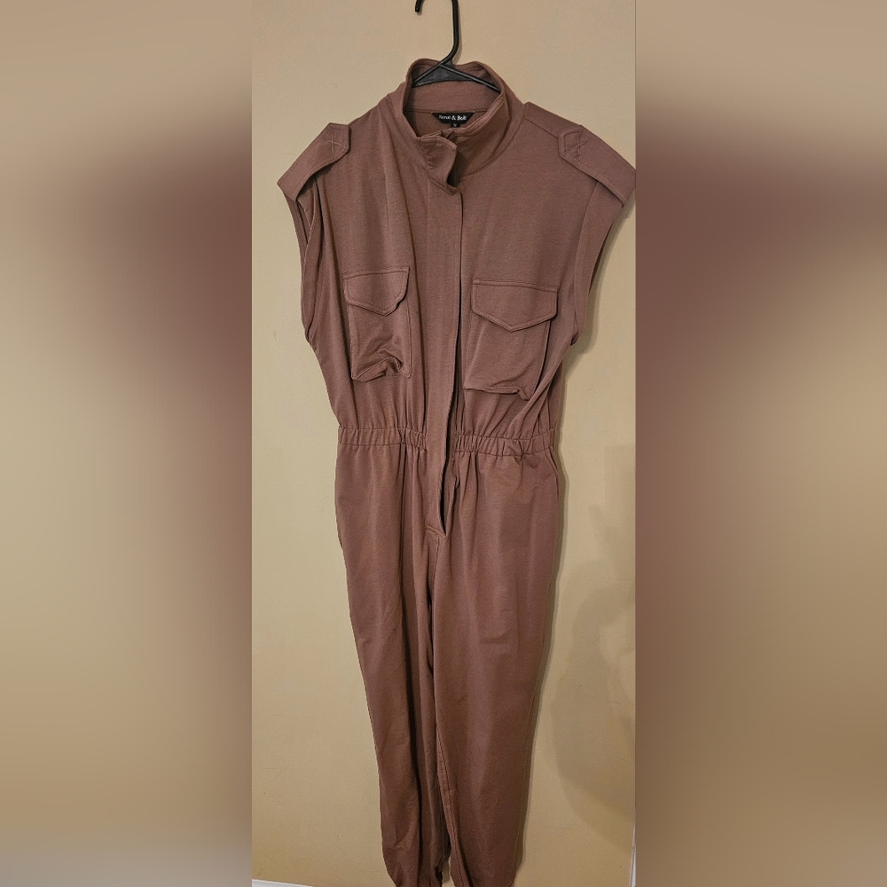 Strut & Bolt Moca Brown Utility Jumpsuit with pockets - Comfy and Stylish